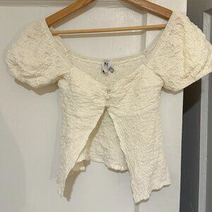 Crinkle Cropped Off the Shoulder Peasant Top